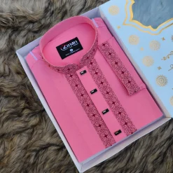 Zafran Fabric Premium Embroidery Panjabi (Baby Pink)